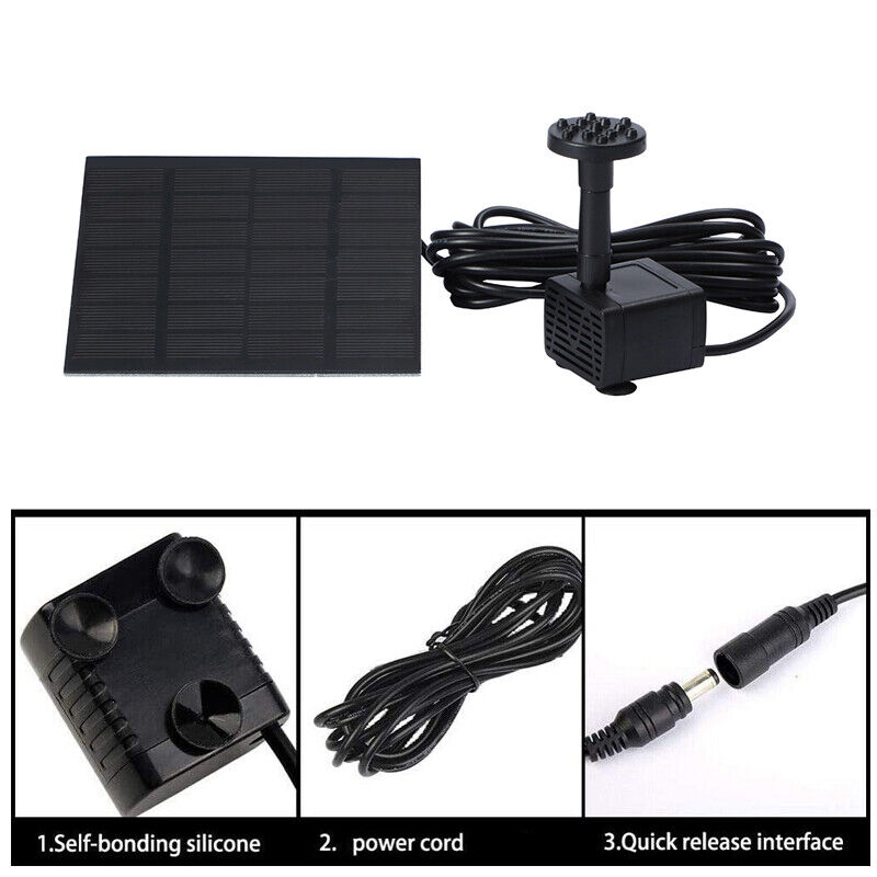 Solar Panel Powered Water Feature Garden Pool Pond Fish Aquarium Fountain