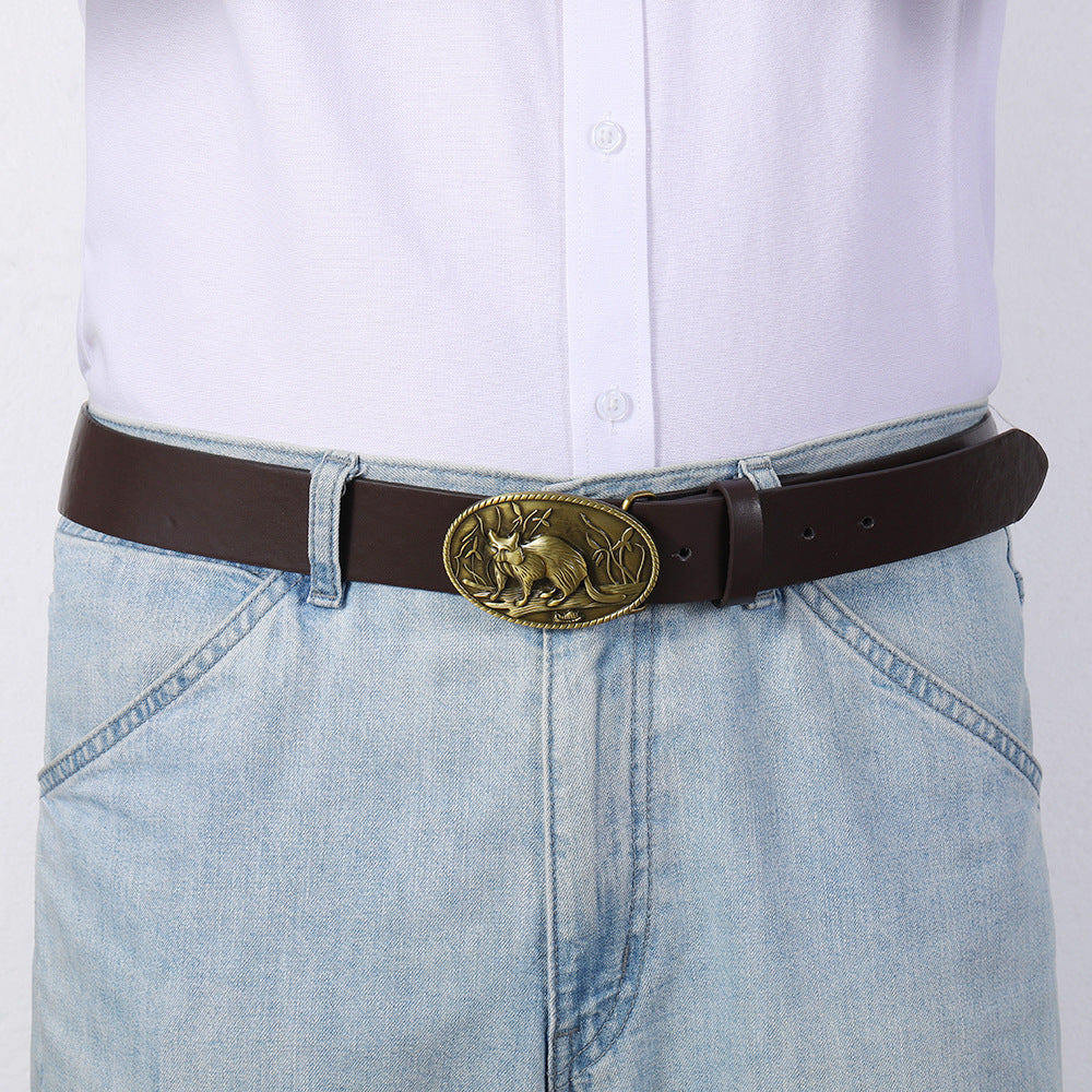 Fashion Buttonless Head Eyelet Men's Belt