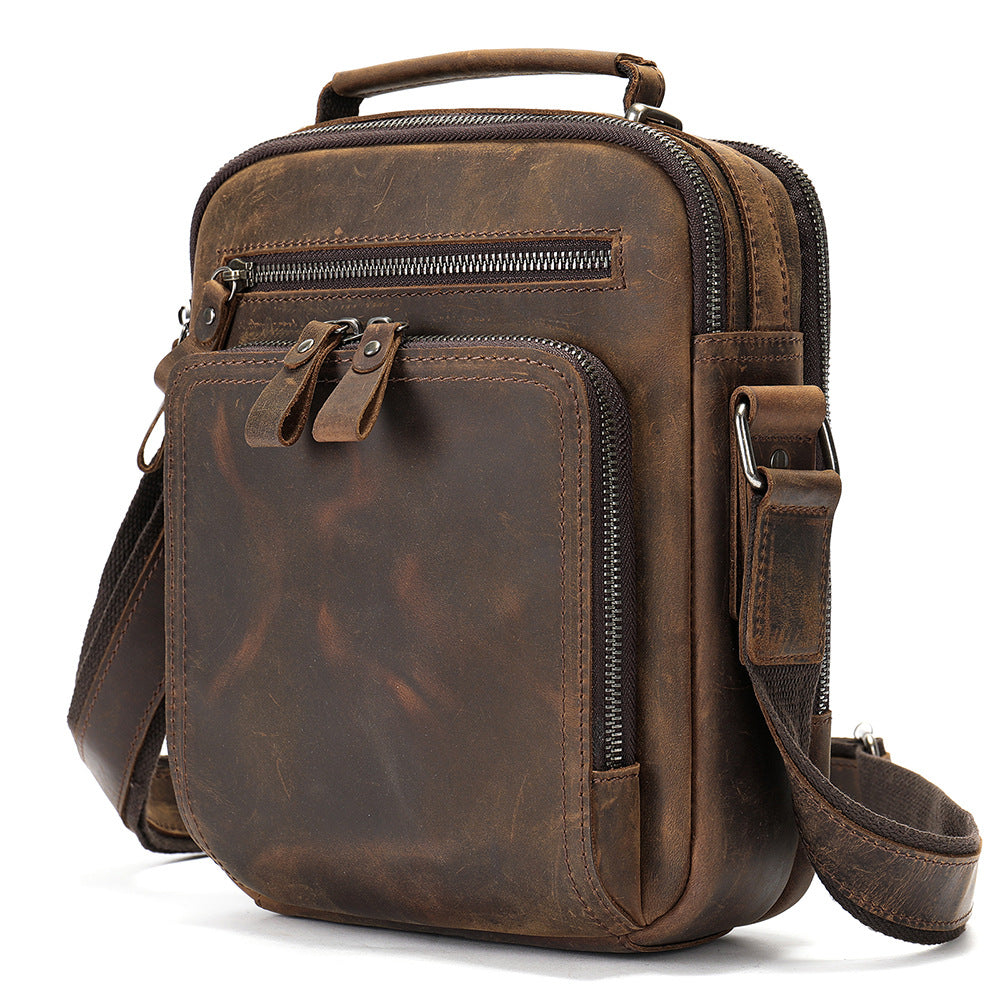 Genuine Leather Shoulder Messenger Bag Vintage Crazy Horse