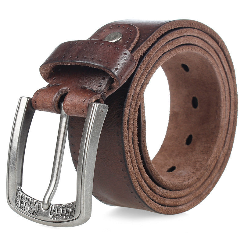 Cowhide Men's Personality Alloy Pin Buckle Trend Belt