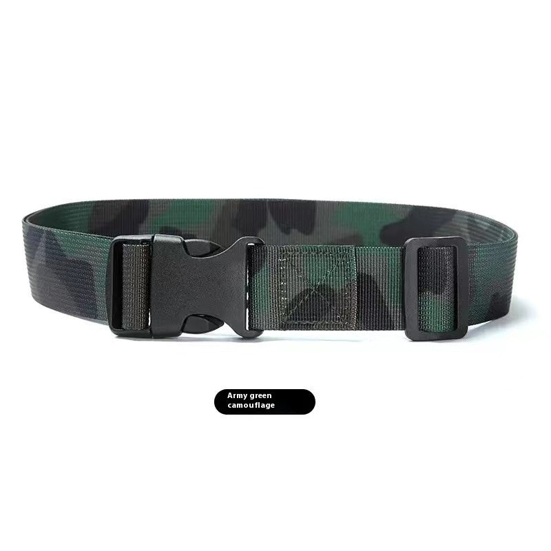 Military Training Belt Universal For Boys And Girls Spring And Summer Wear-resistant Lengthened High School And College Student Camouflage Monochrome Buckle Belt Wholesale