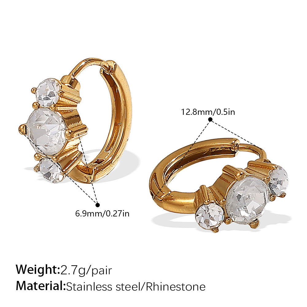 Fashion Simple Stainless Steel Rhinestone Earrings Refined Grace Advanced