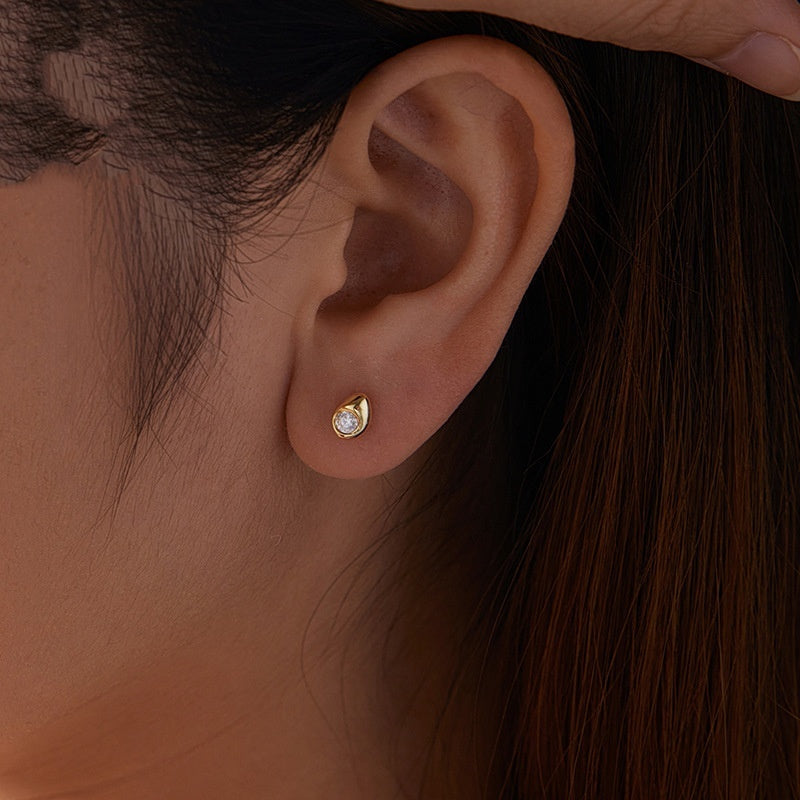 Water Drop Moissanite Stud Earrings Simple Advanced Texture S925 Sterling Silver