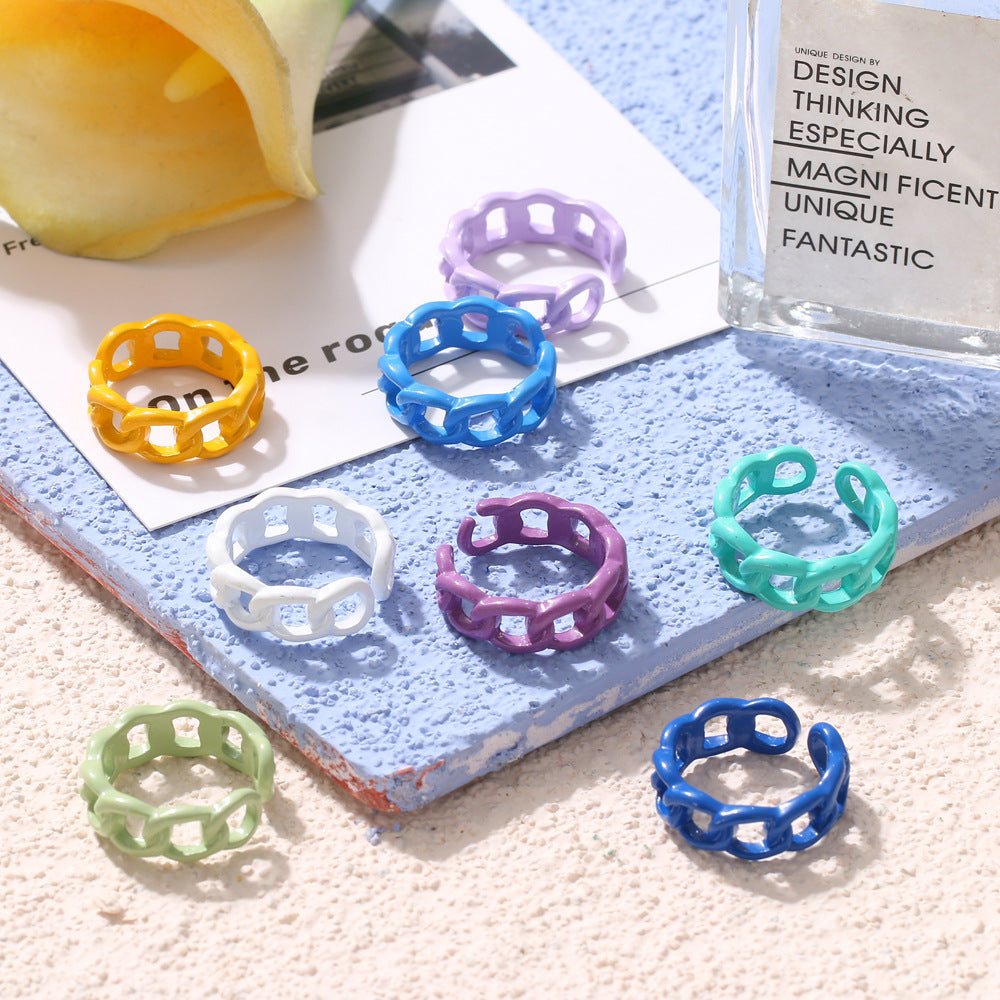 Vintage Golden Heart Smile Rings Set For Women