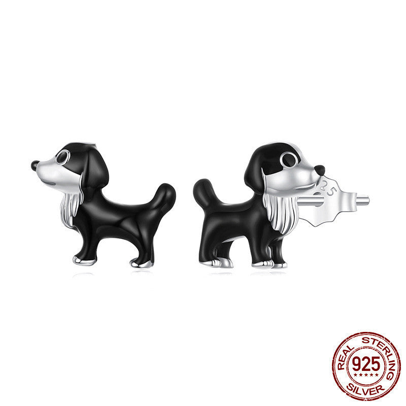 S925 Sterling Silver Puppy Ear Studs Earrings
