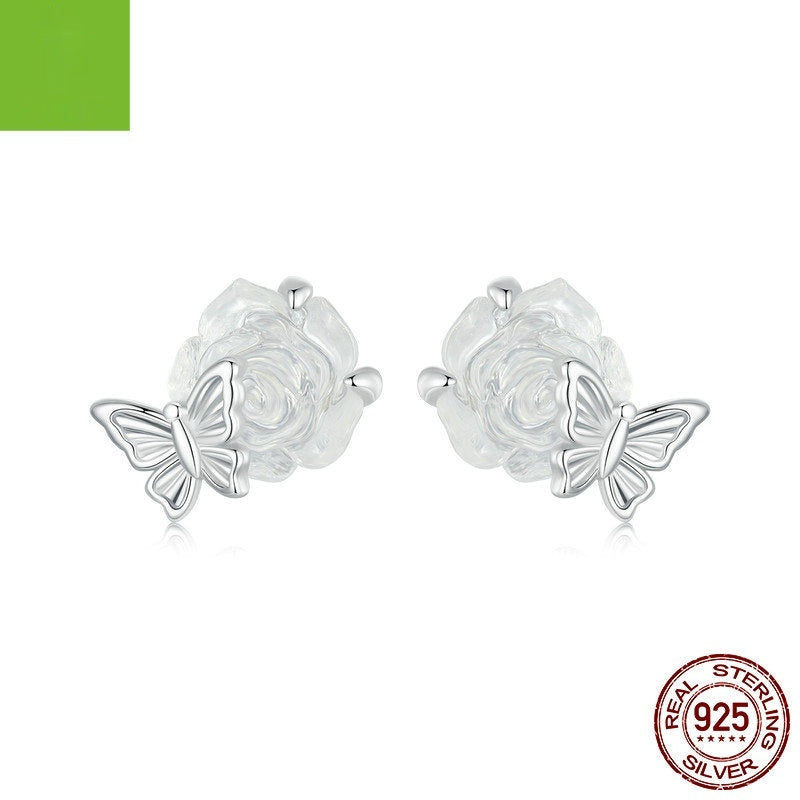 Romantic And Elegant S925 Sterling Silver Flower Ear Studs