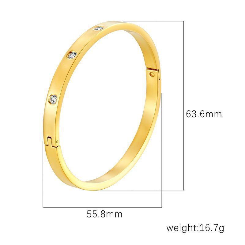 Women's Stainless Steel High-grade C- Shaped Oil Pressure Open-ended Bracelet