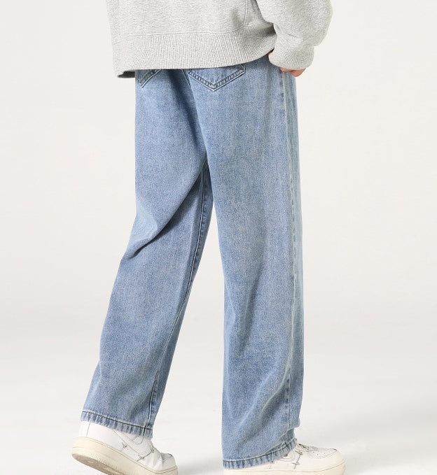 Yellow Mud Dyed Worn Looking Washed-out Retro Elastic Waist Jeans