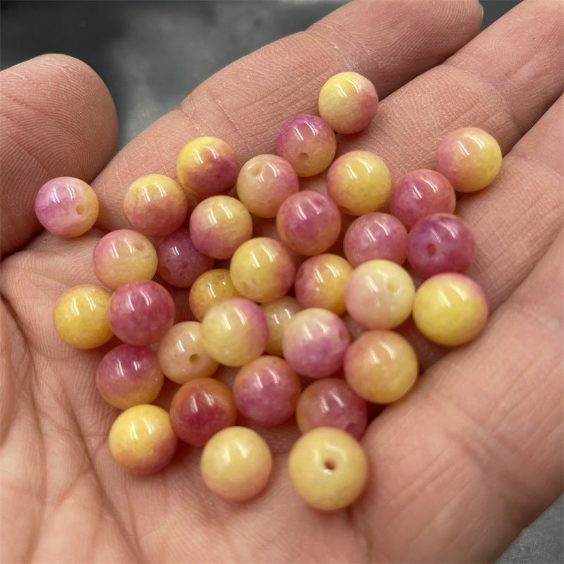 DIY Ornament Accessories 8mm Yellow Jade Loose Round Beads