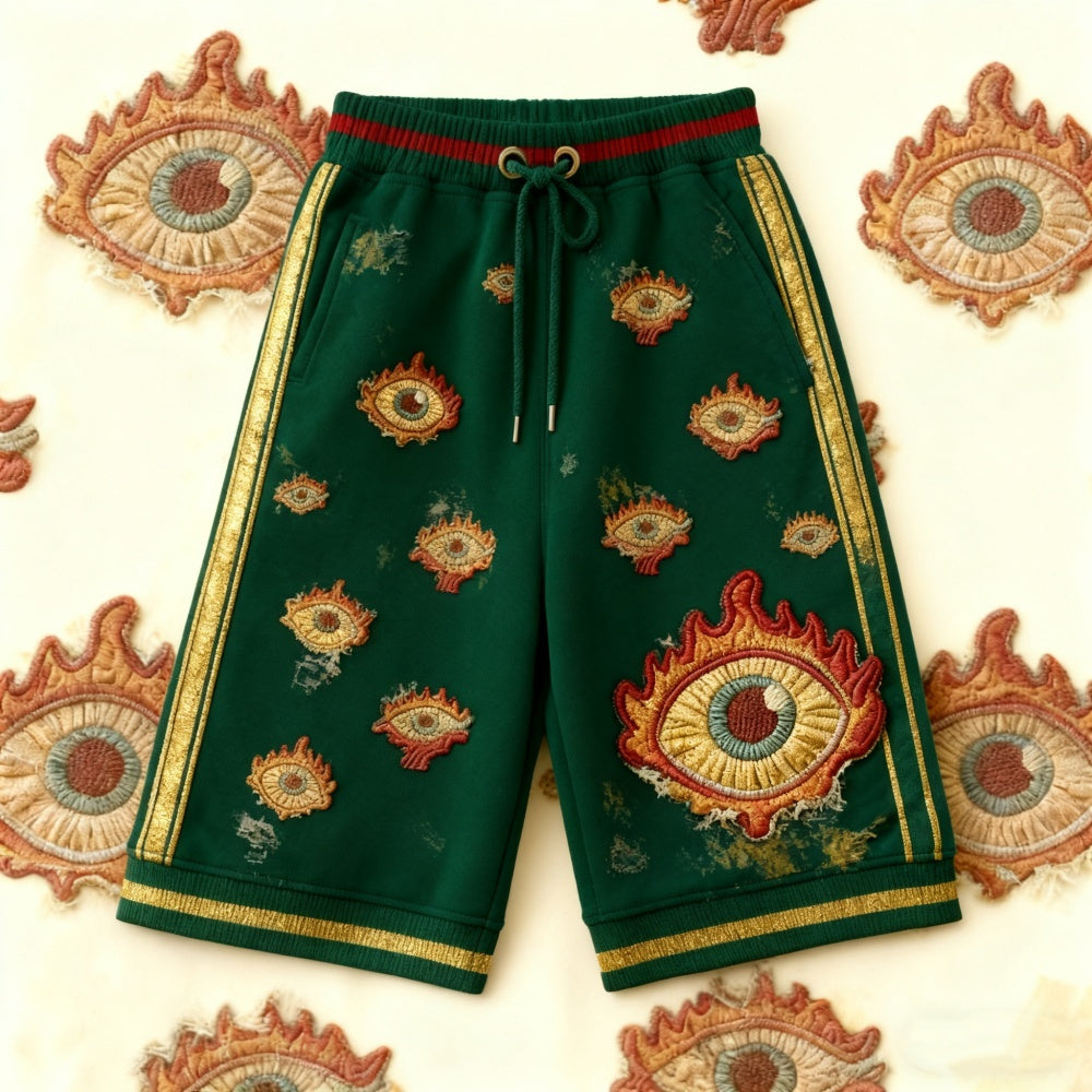 Loose Casual Lace Up Printed Shorts