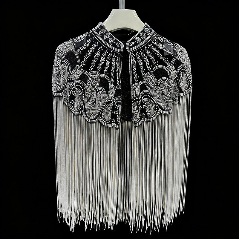 Heavy-duty Beaded Tassel Design Shawl Coat