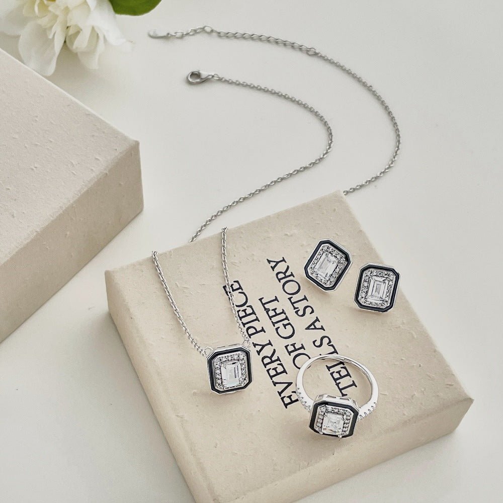 S925 Sterling Silver Ring Necklace And Earring Suit