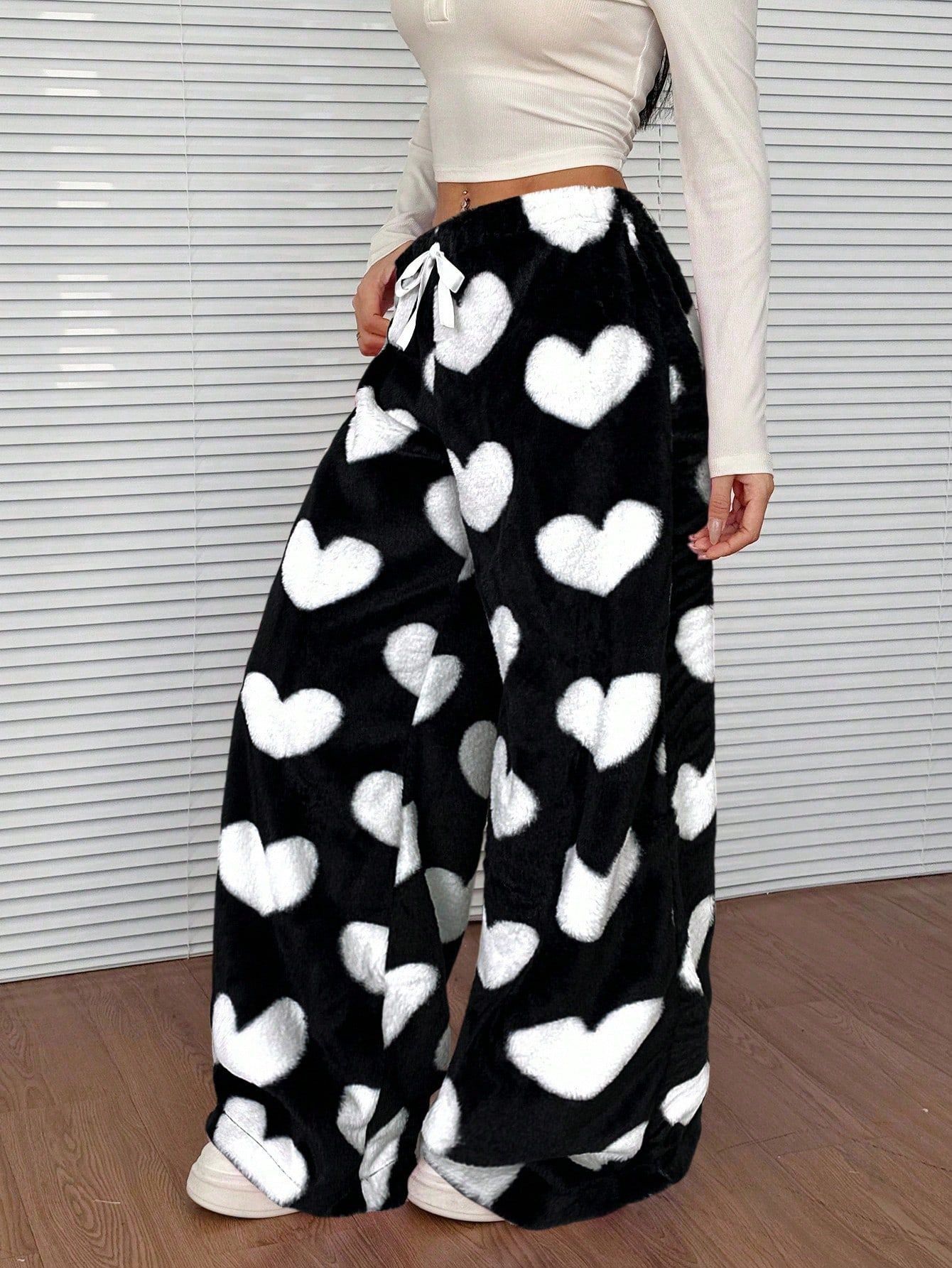 New Casual Leopard Print Lace-up Wide-leg Pants