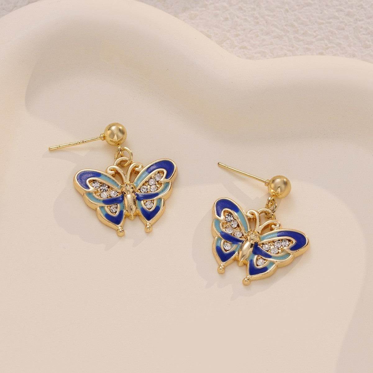 Dripping Oil Butterfly Studs Sweet Girl's Earrings