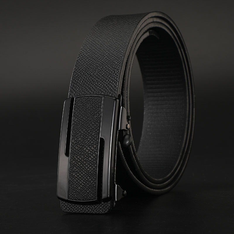 Men's Leather Belt Toothless Automatic Buckle Belt
