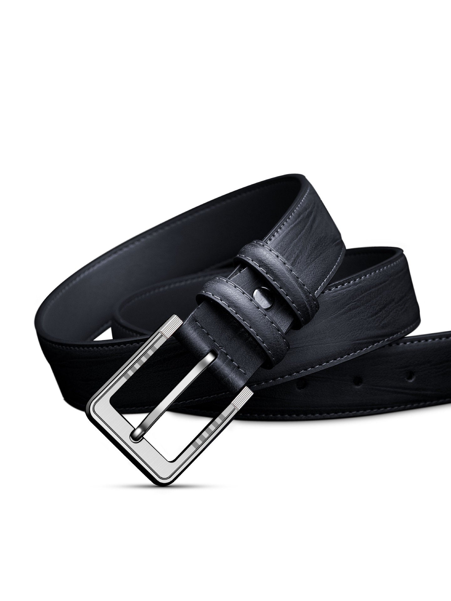 Men's Pin Buckle Leather Belt Leaf Pattern Three Colors
