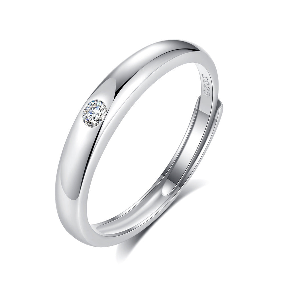 Ring Flash Single Zircon Couple Ring Men And Women Niche Opening Couple Rings