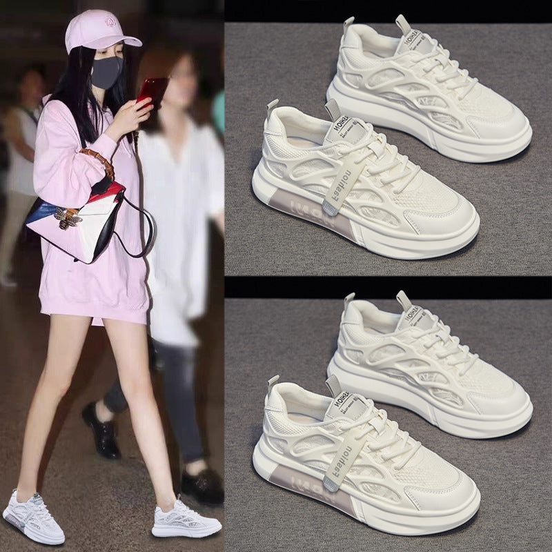 Womens Versatile Breathable Hollowed-Out Single-Mesh Athletic Sneakers