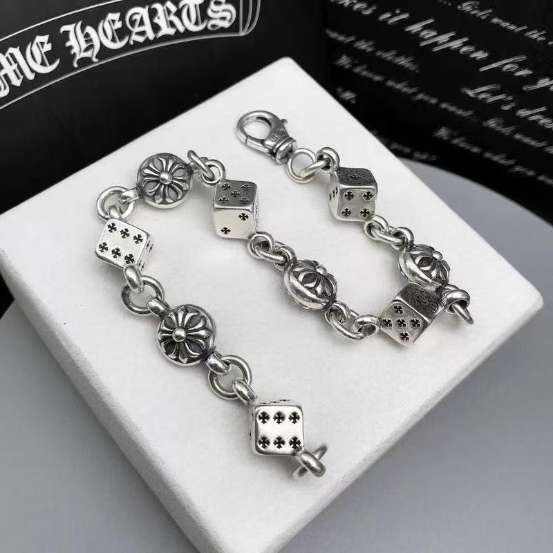 Silver Titanium Steel Dice Bracelet
