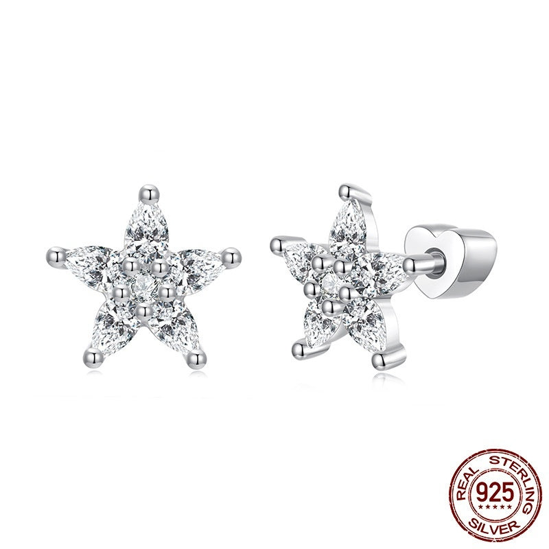 Original Shining Zircon Small Flower Ear Studs