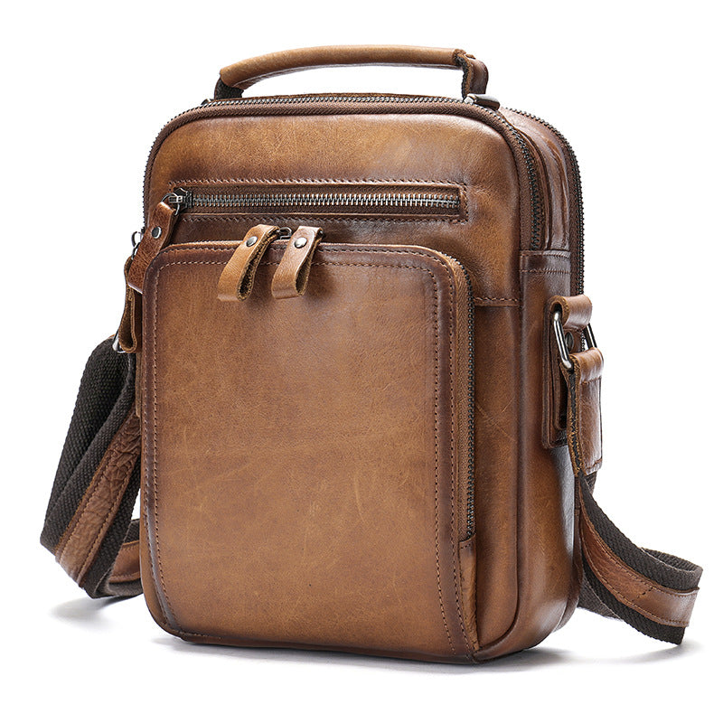 Genuine Leather Shoulder Messenger Bag Vintage Crazy Horse