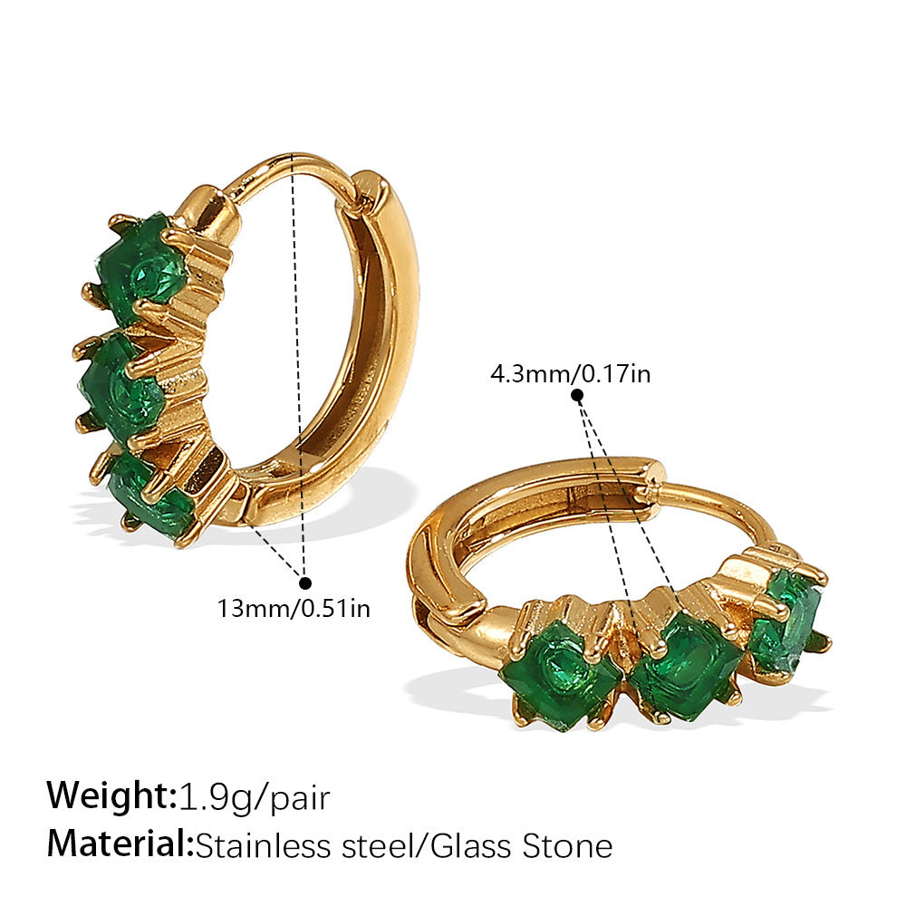 Fashion Simple Stainless Steel Rhinestone Earrings Refined Grace Advanced