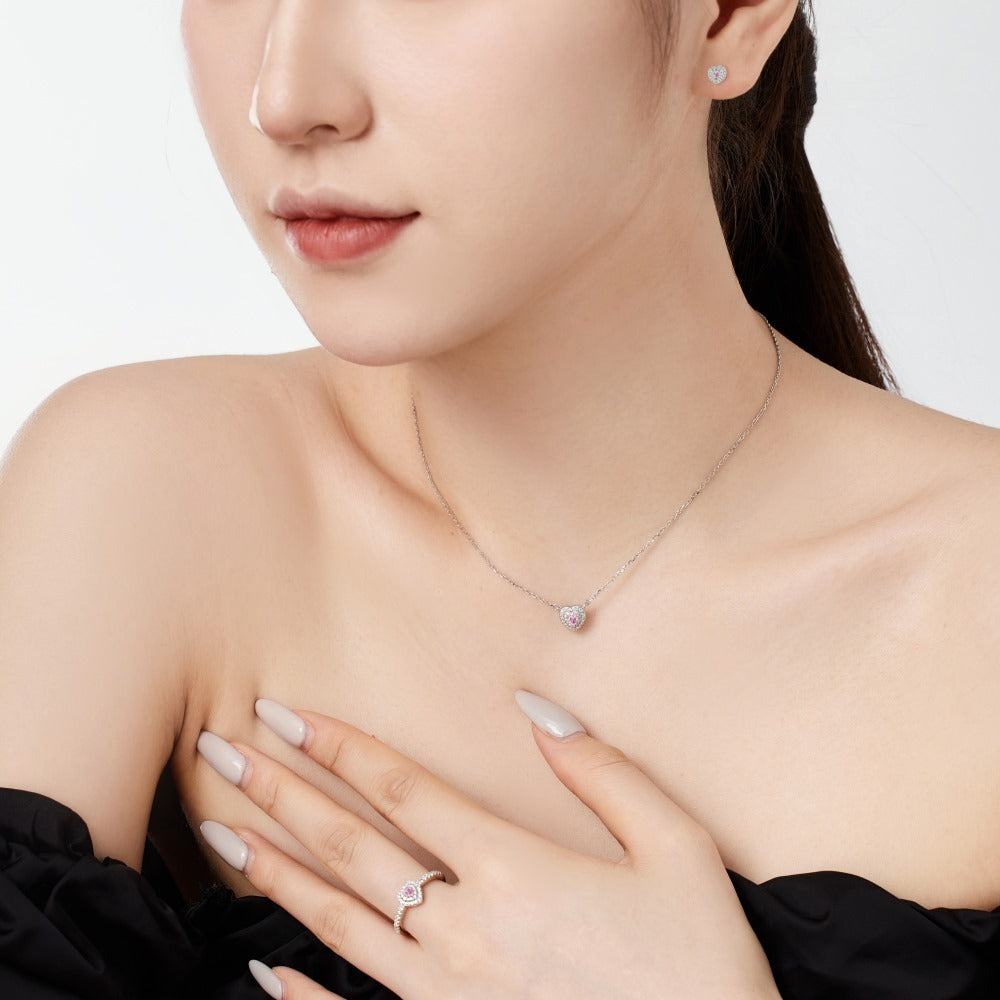 S925 Sterling Silver Colorful Love Set Ear Studs