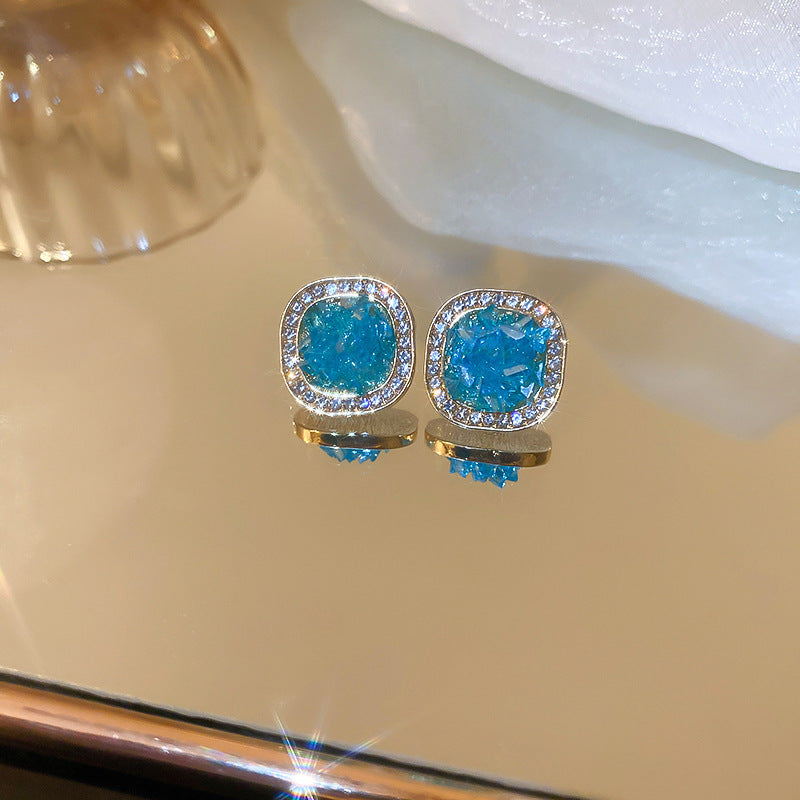 Retro Diamonds Crystal Flower Earrings