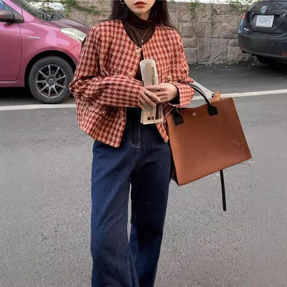 AutumnWinter British Retro Suit Short Long-Sleeve Top