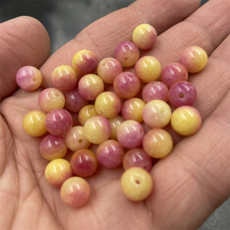 DIY Ornament Accessories 8mm Yellow Jade Loose Round Beads