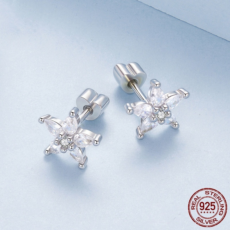 Original Shining Zircon Small Flower Ear Studs