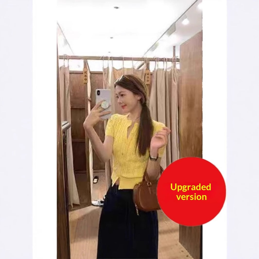 Korean-style Casual Slimming Short-sleeve Knit Top For Women