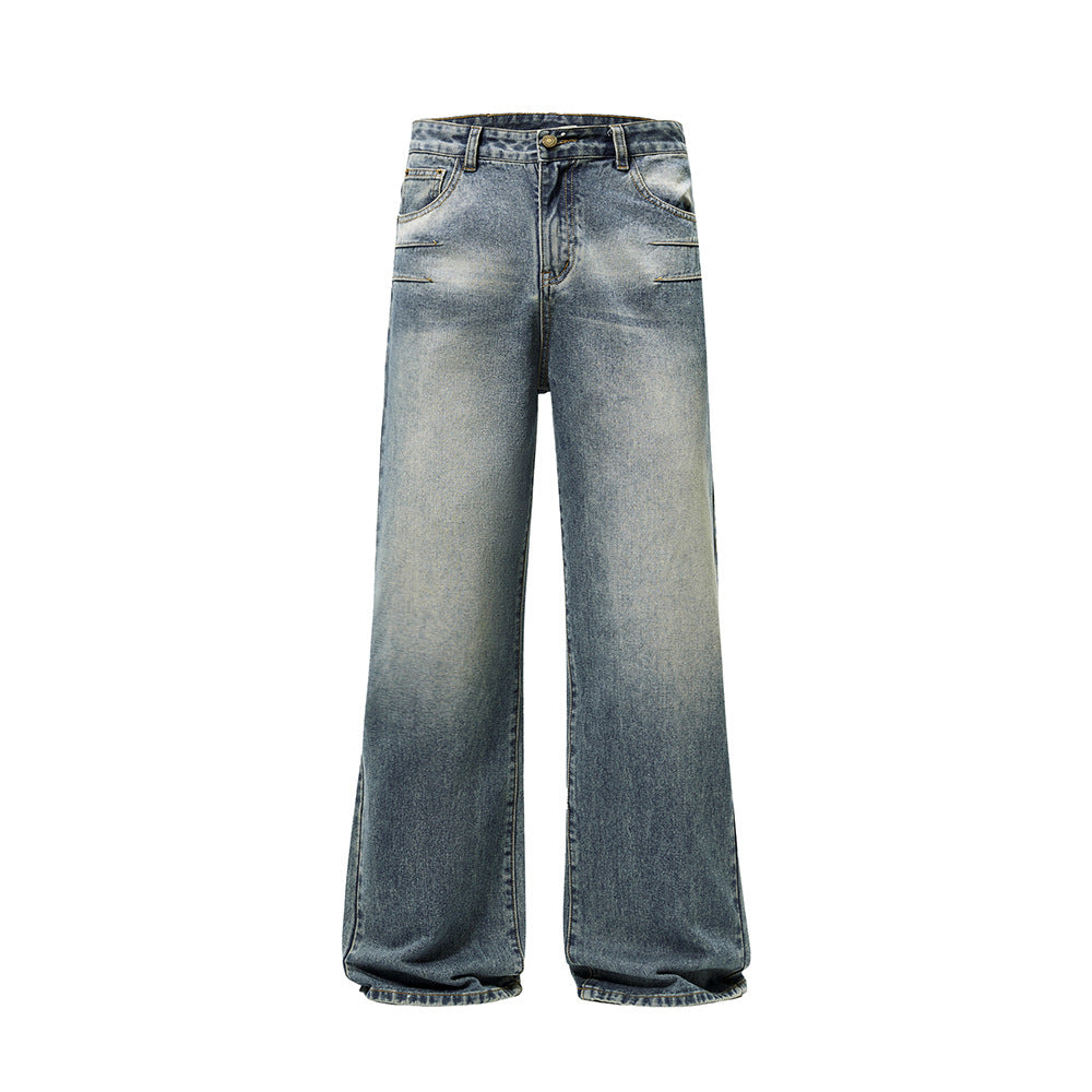 New Fall Winter American-style Cleanfit Washed Blue Jeans