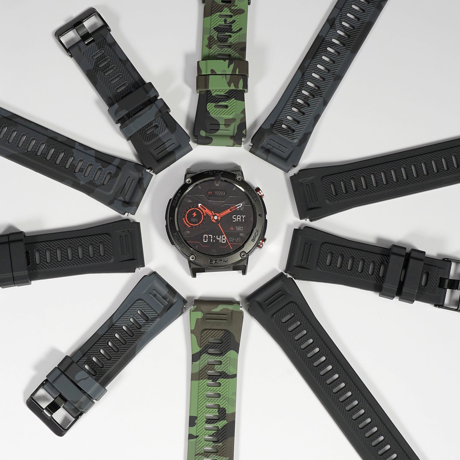 Silicone Flat Direct Mouth Smart Watch Strap