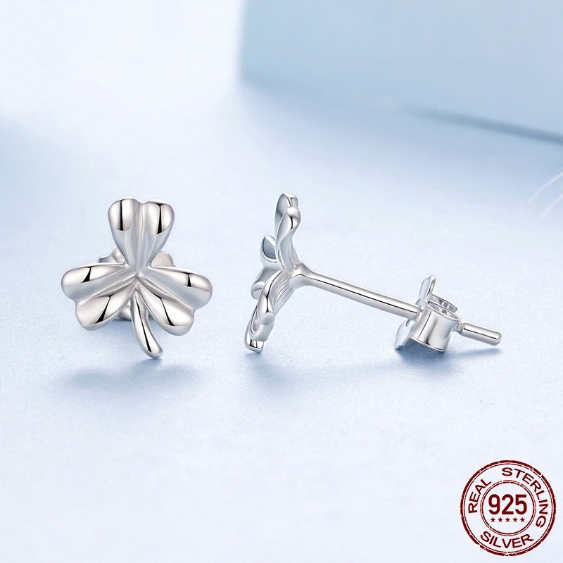 Simple Fashion Leaves S925 Sterling Silver Stud Earrings