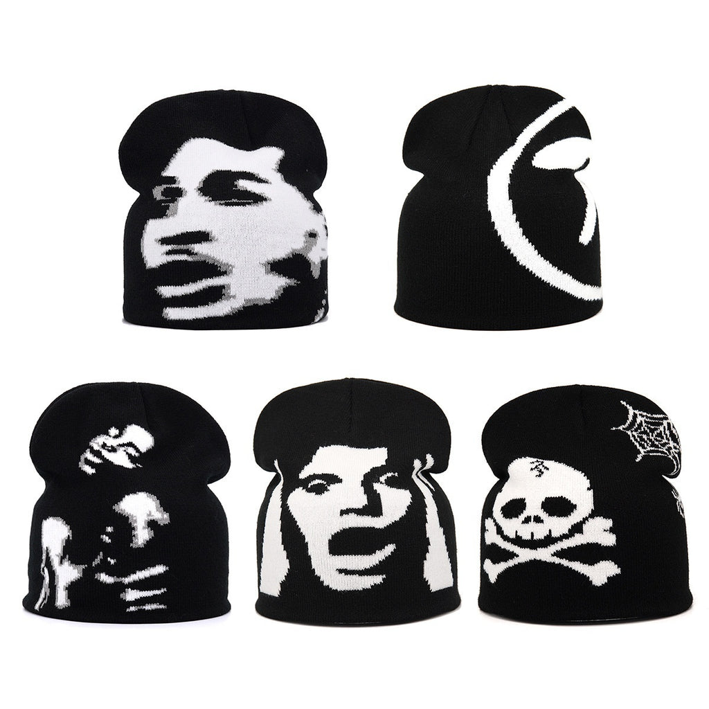 Autumn And Winter Knitting Portrait Jacquard Warm Wool Hat