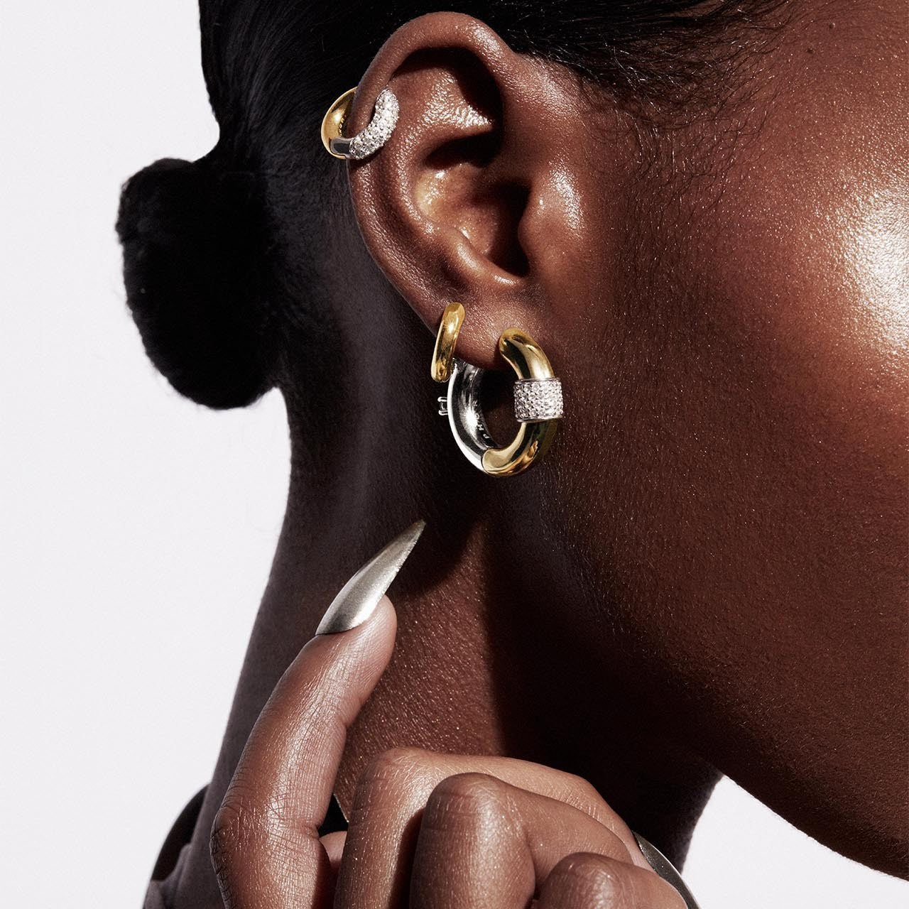 French Retro Golden Zircon Earrings