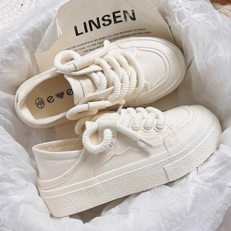 Platform Canvas White Shoes Casual Sports