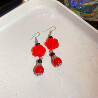 Silver Needle European And American Vintage Crumpled Resin Geometric Earrings