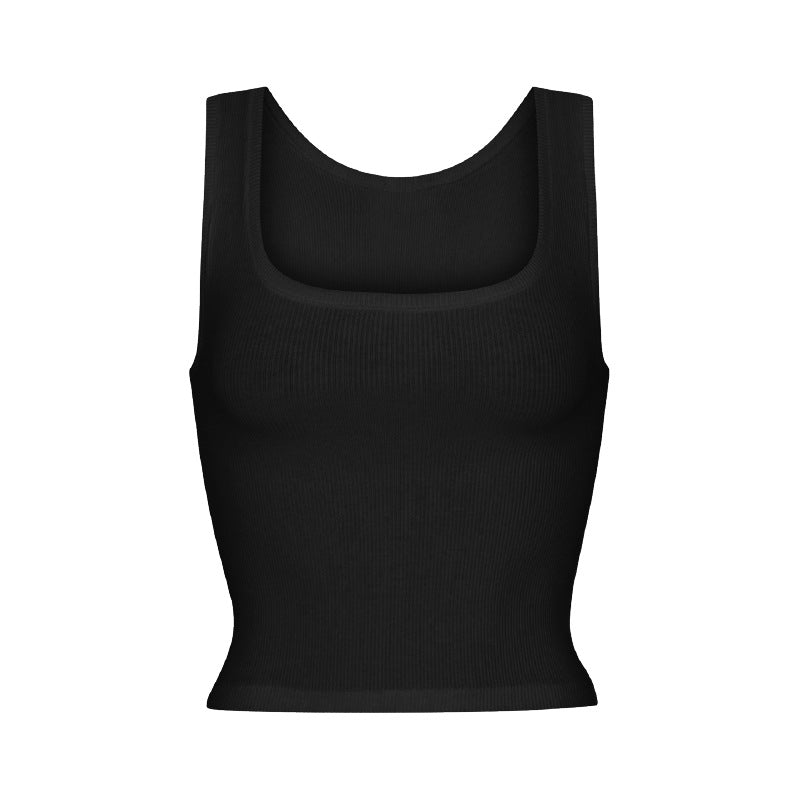Outerwear Square-neck Midriff-baring Vest For Women