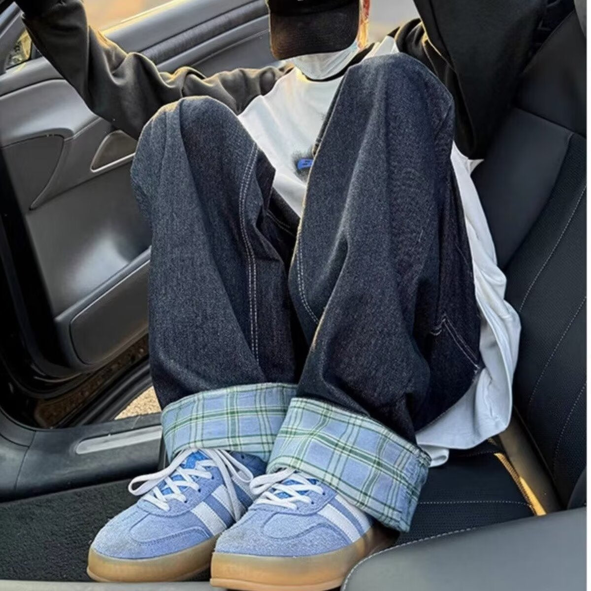 Stitching Curling Jeans Men's Summer Thin Straight