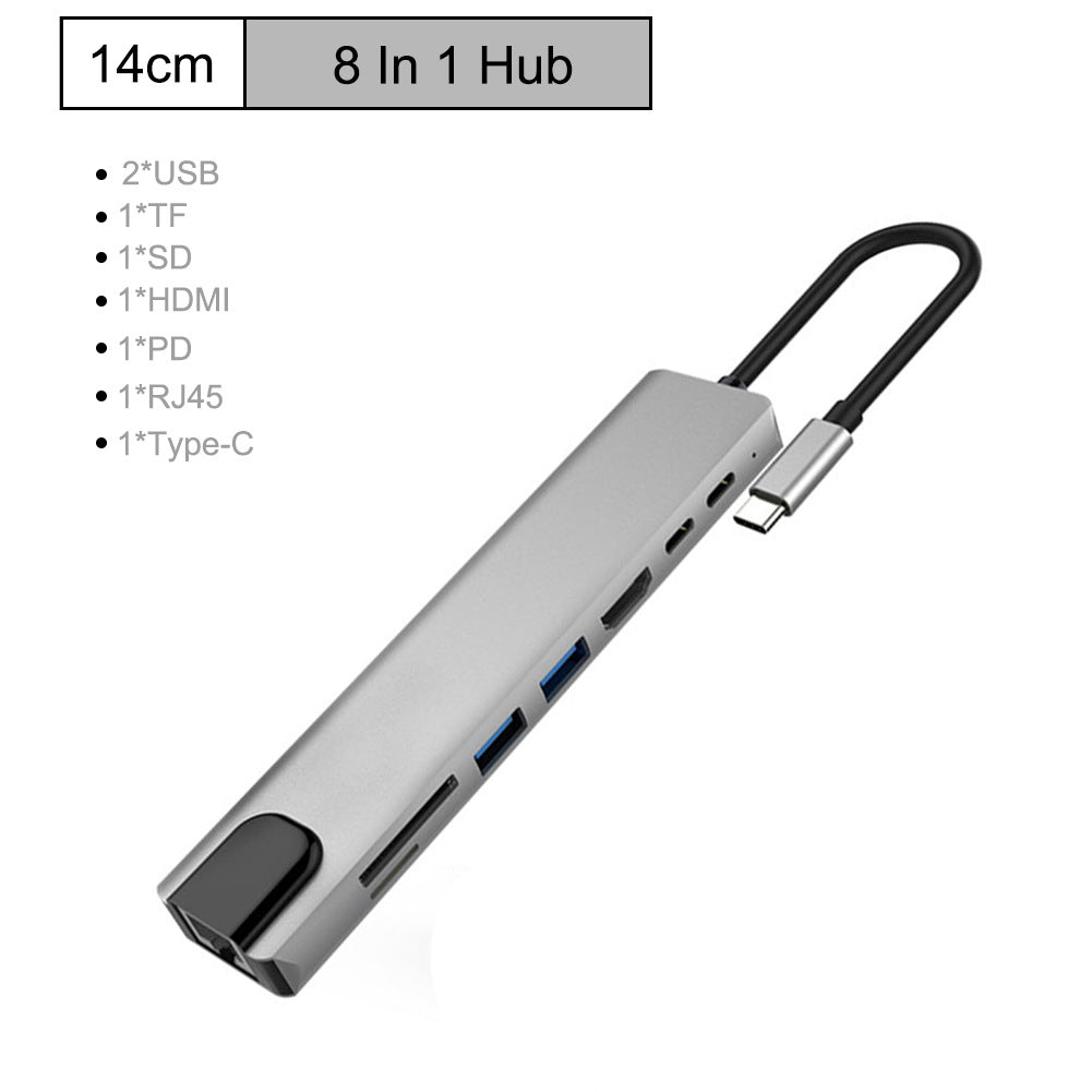 8-in-1Type-C to HDMI network card HD multi-function hub