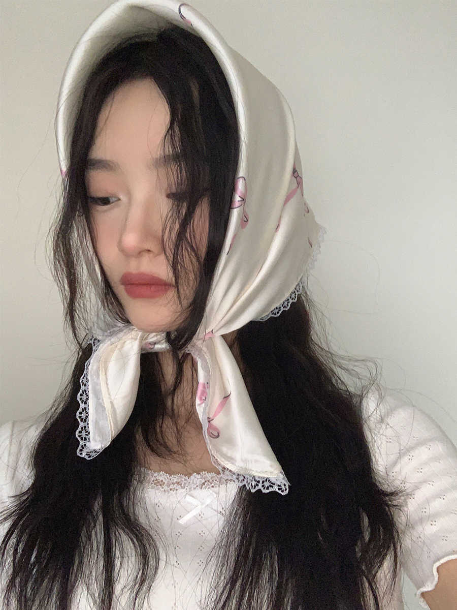 Bow Small Square Towel Women's Thin High-grade Silk Scarf