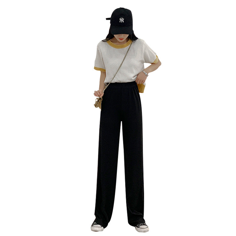 Women's wide leg pants drape loose and thin straight-leg pants