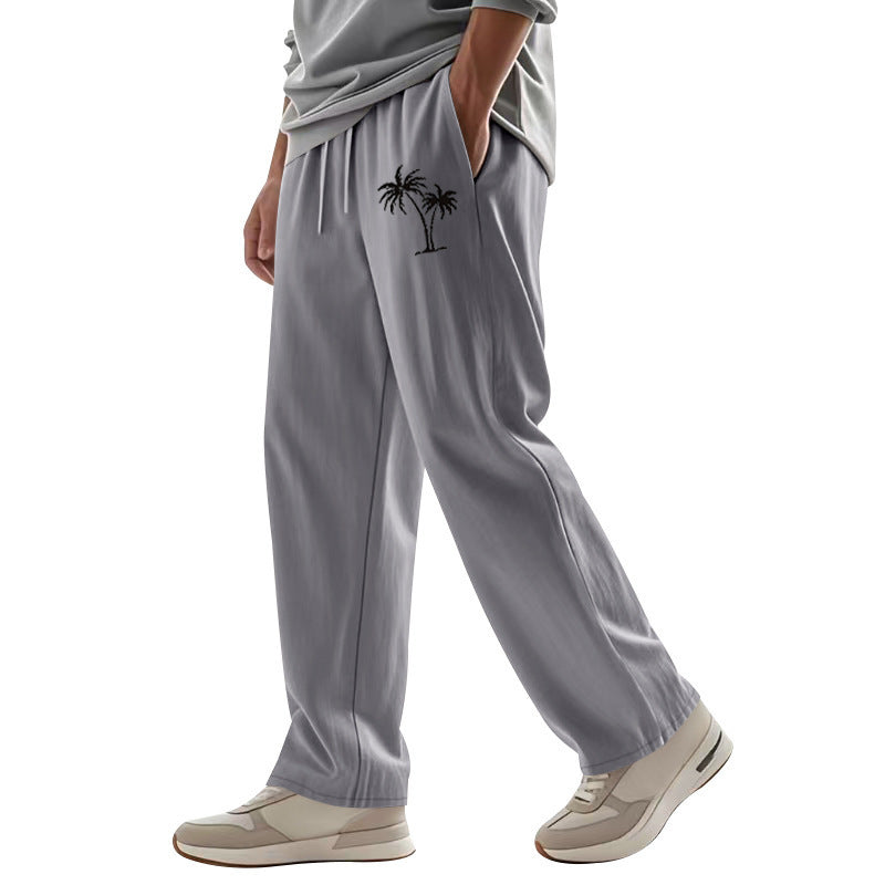 Casual Hawaiian Beach Coconut Print Trousers