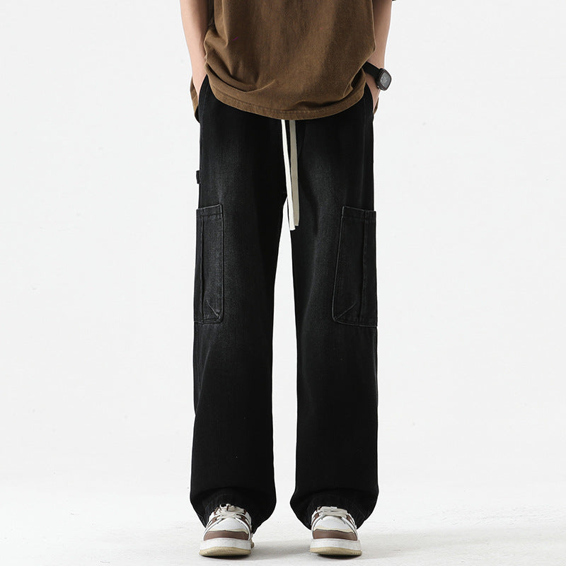 Retro Washed Big Workwear With Pocket Jeans For Men