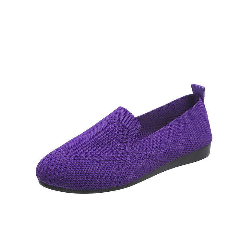 European And American Flat Flying Woven Low-cut Slip-on Hollow Solid Color Lazy Work Shoes