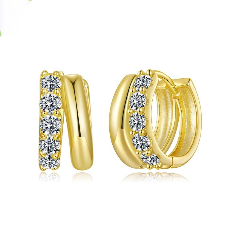 Silver Ziyun Original D Color Double Layer Moissanite Ear Clip