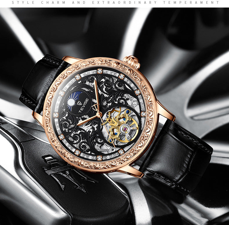 Business Casual Waterproof Hollow Out Men's Mechanical Watch