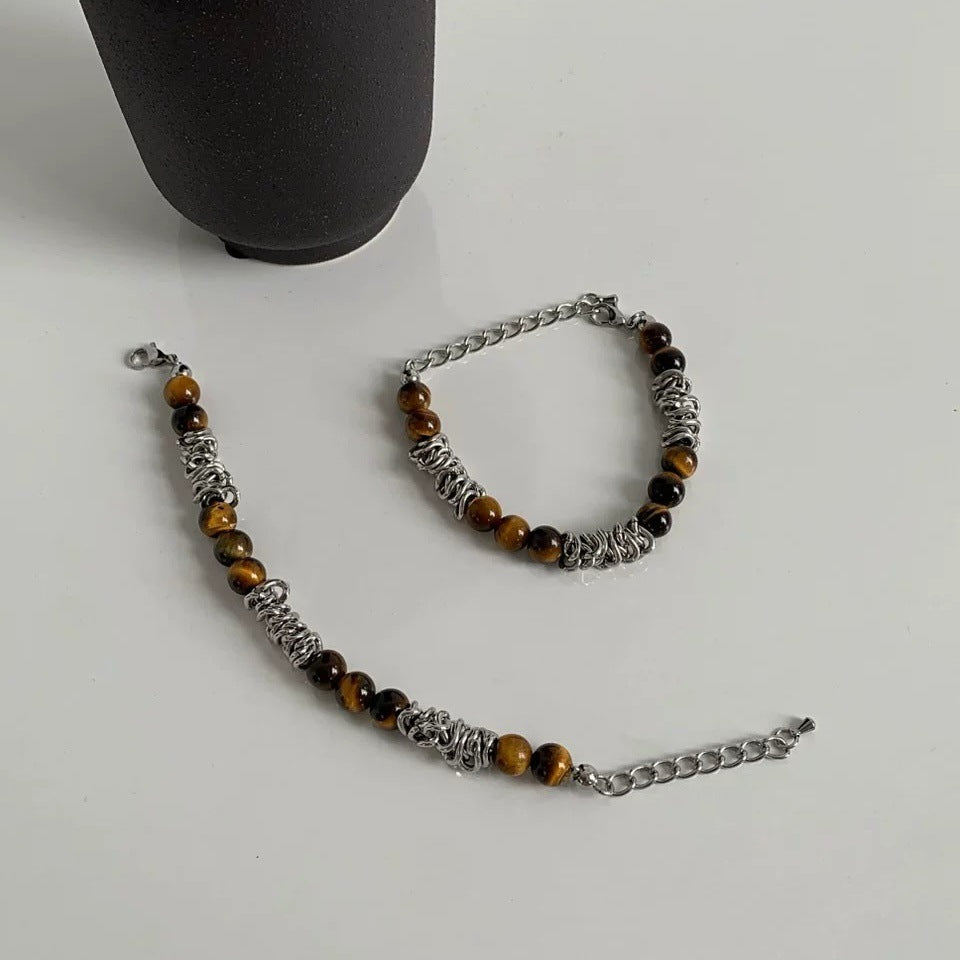 Men's Beaded Titanium Steel Bracelet